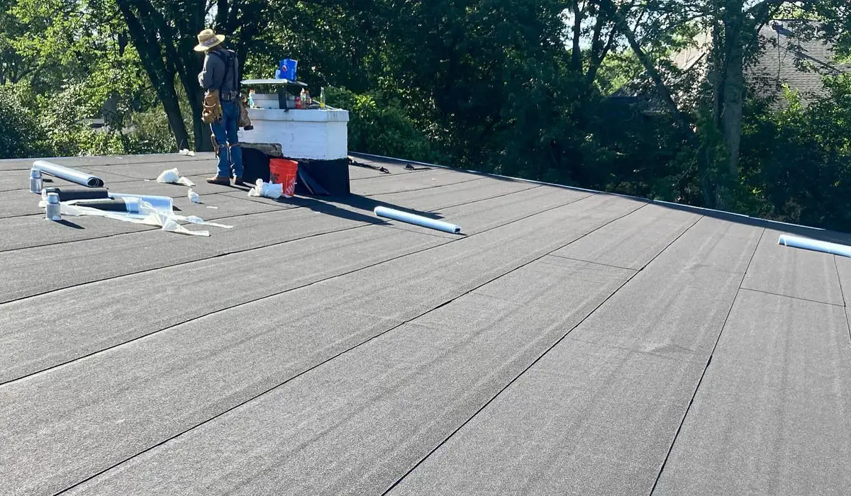 professional roofer working on a roof